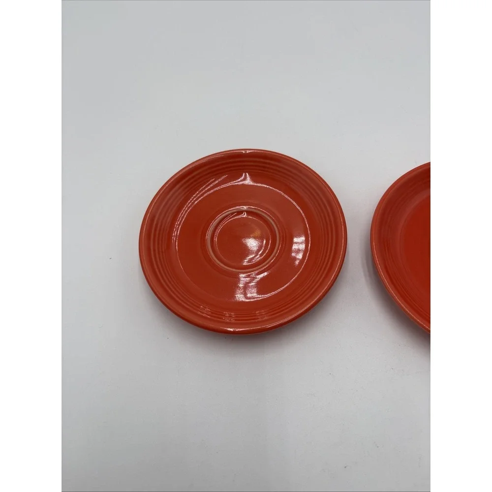 Vtg Fiesta Ware‎ Homer Laughlin 80's 90's Lead Free Saucers 2 Orange